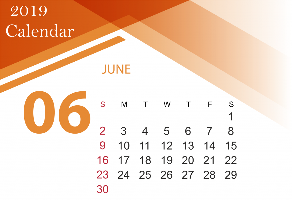 Free June 2019 Calendar Printable