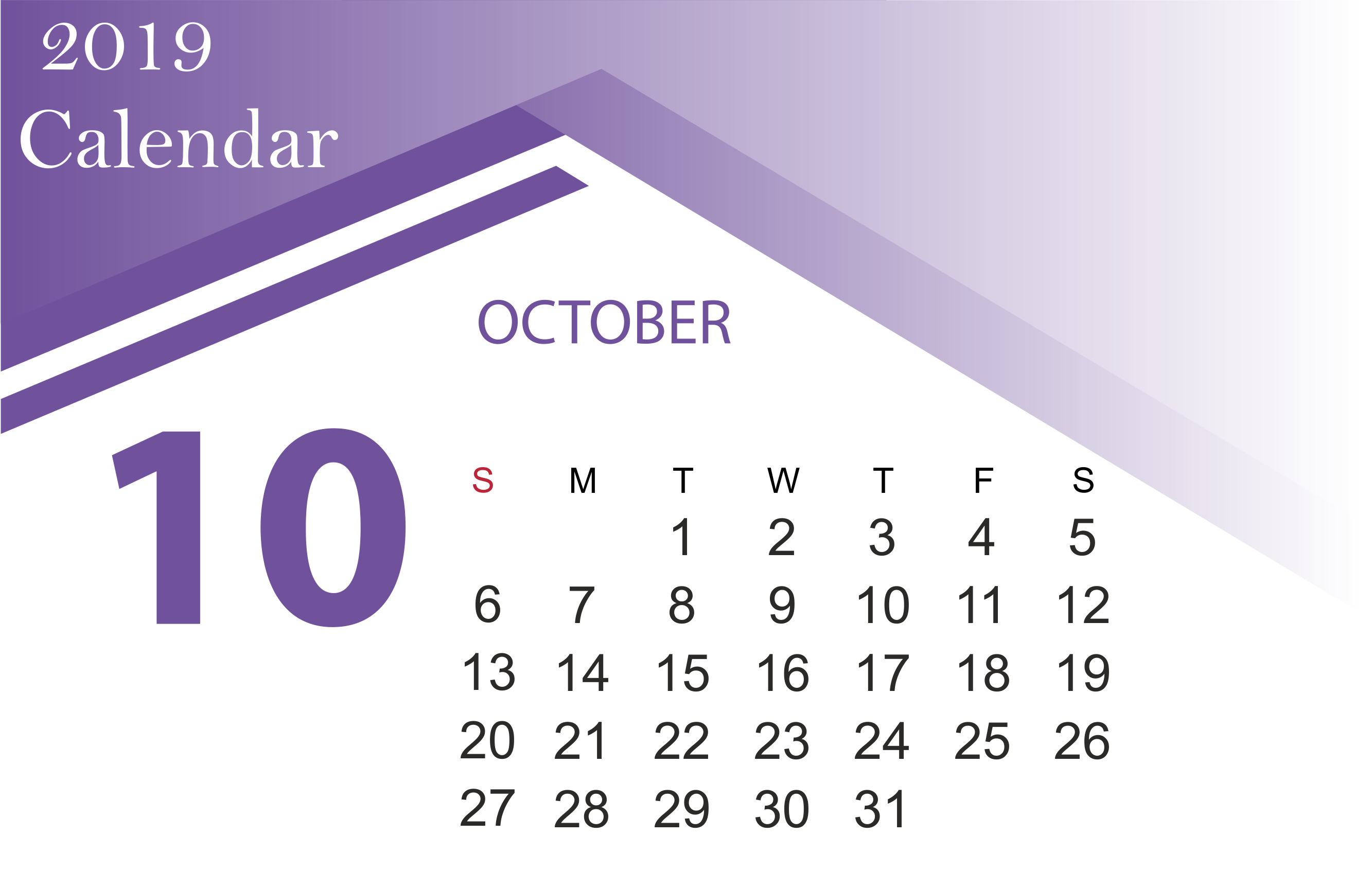 Free October 2019 Calendar Template