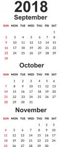 Free September October November 2019 Calendar