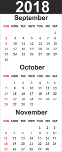 Free Printable September October November Calendar