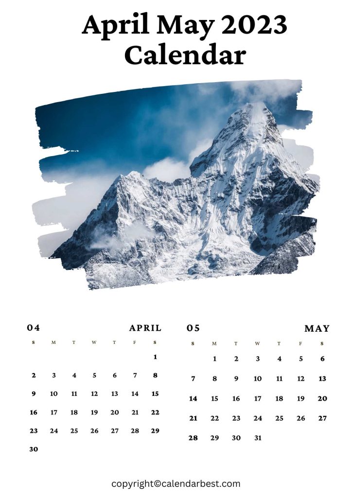 April May 2023 Calendar Printable