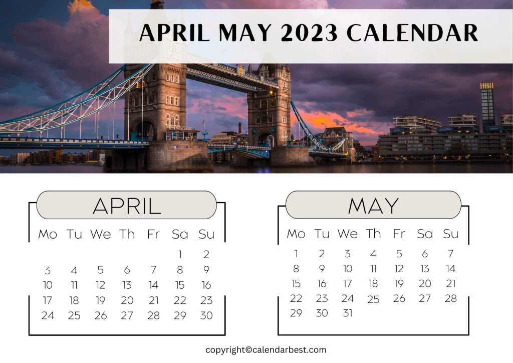 April May 2023 Printable Calendar