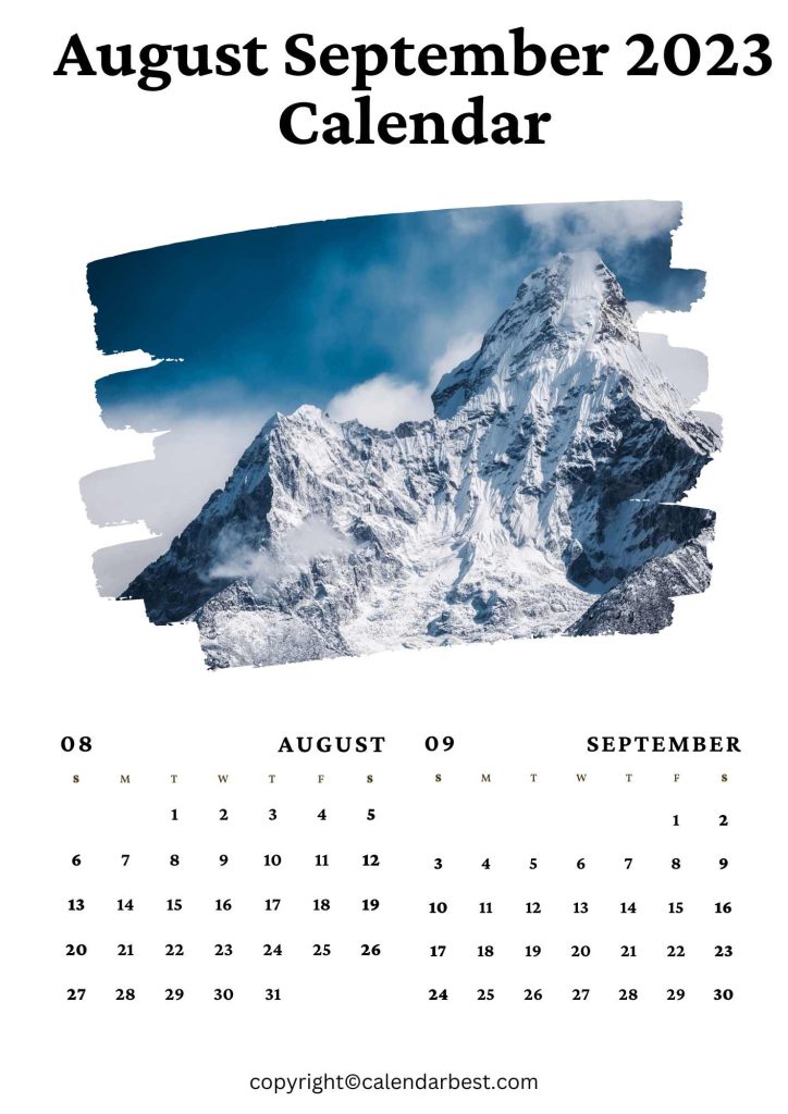 August September 2023 Printable Calendar