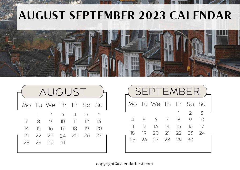 Free August September 2023 Calendar