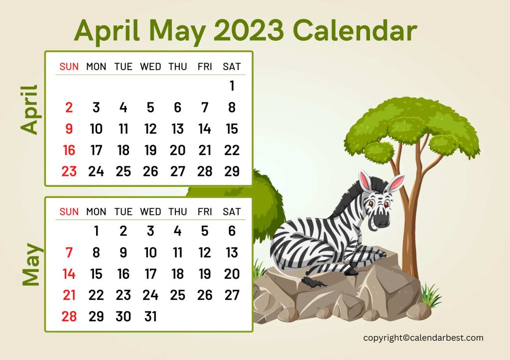 Printable April May 2023 Calendar