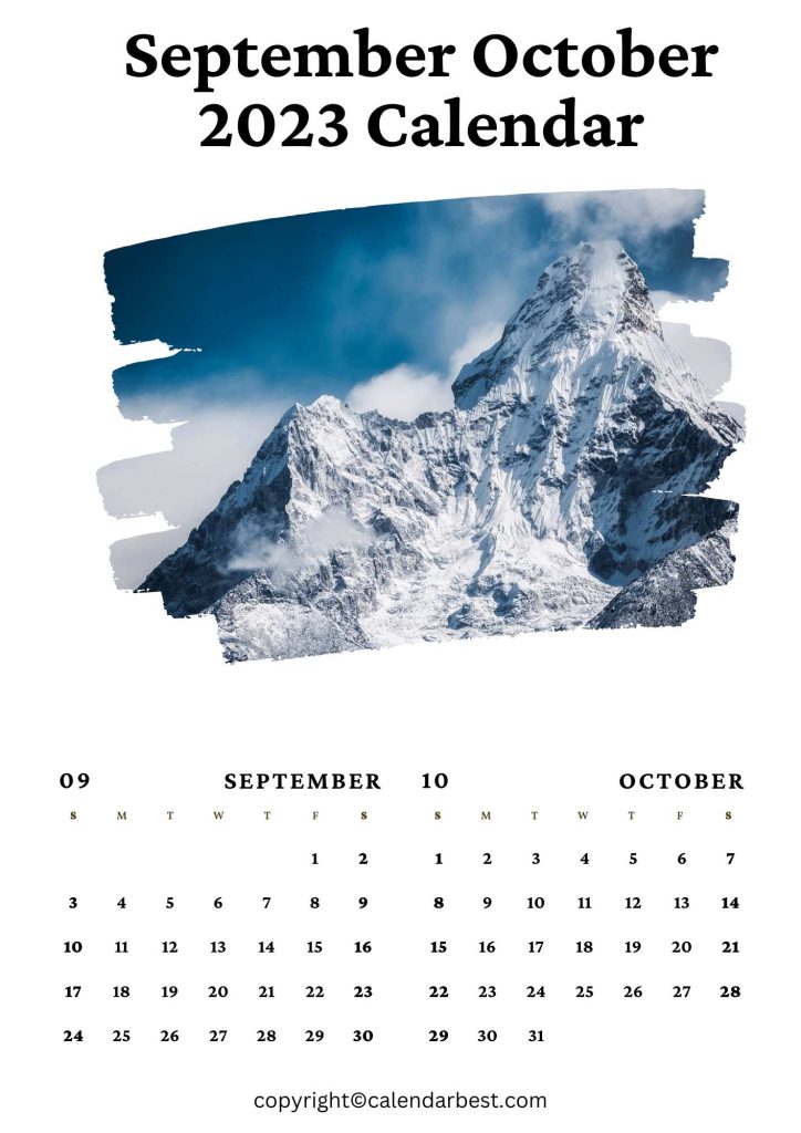 September October 2023 Printable Calendar