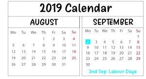 Free August & September 2019 Calendar