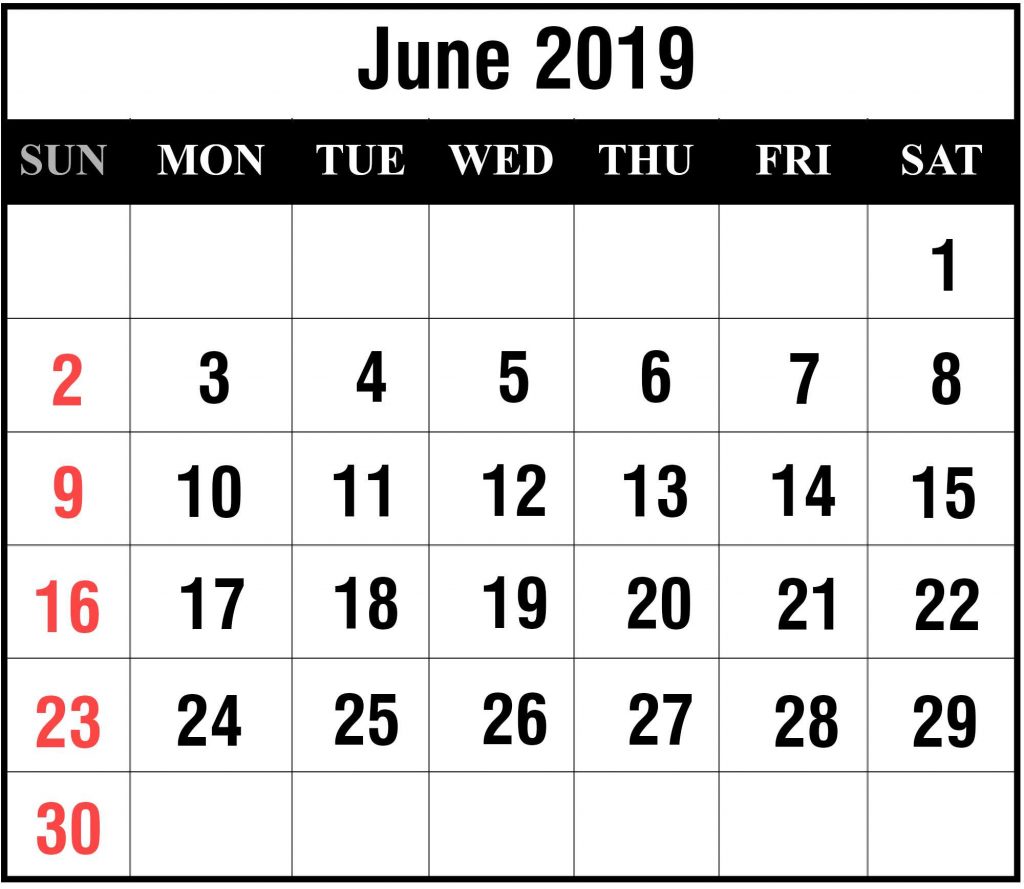 Free June 2019 Blank Printable Calendar Template In PDF Excel Word Best Printable Calendar