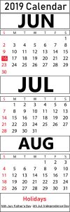 Free Printable June July August Calendar