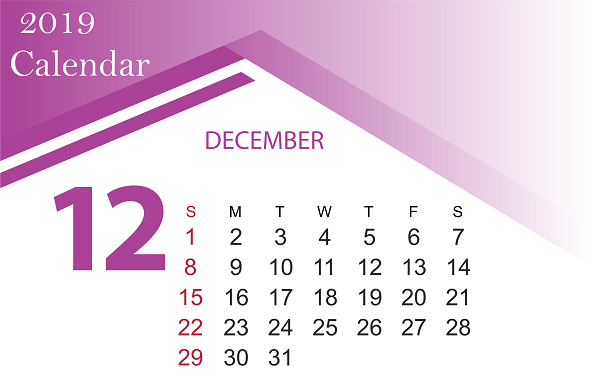 Free December 2019 Calendar Printable