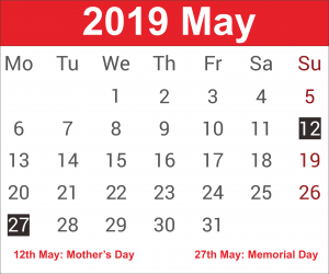 May Landscape Calendar 2019