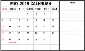 Download May Landscape Calendar 2019