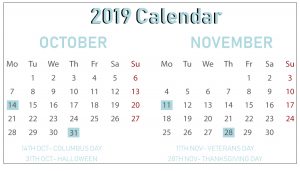 Free October November Calendar