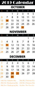 Free Printable October November December Calendar