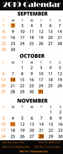 Free September October November Calendar