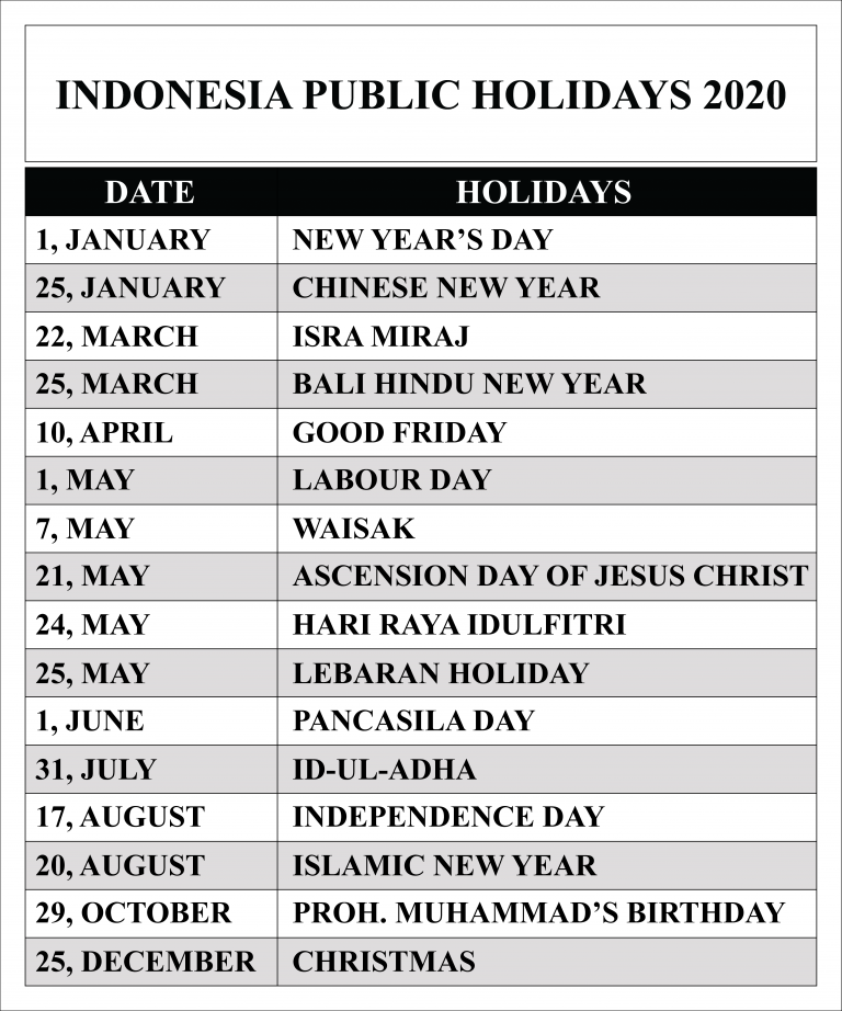 INDONESIAPUBLICHOLIDAYS201 Best Printable Calendar