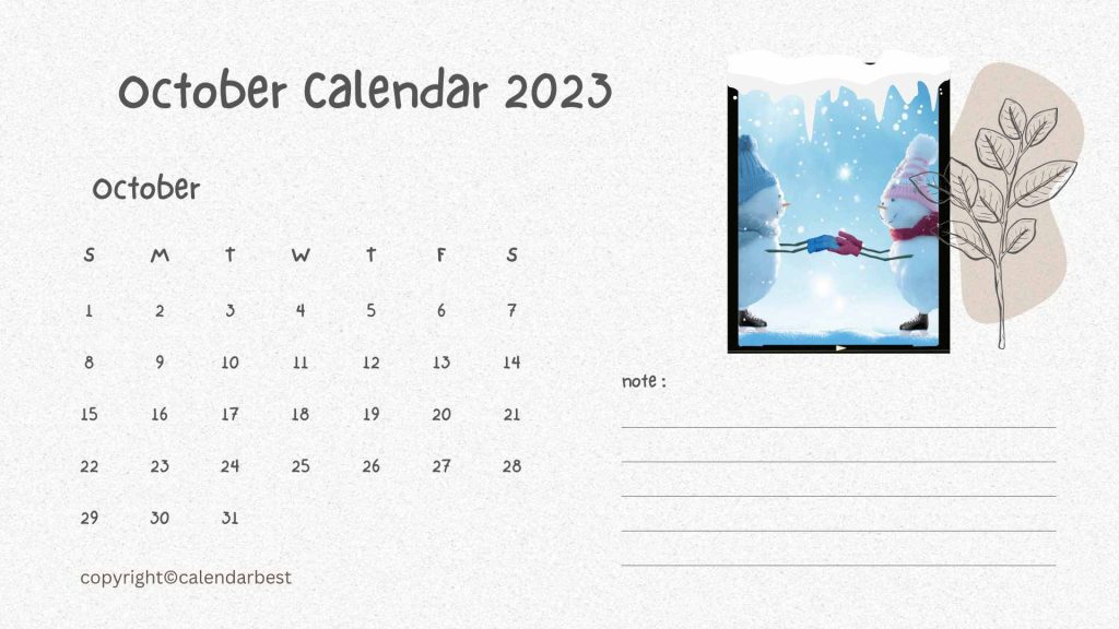 Printable 2023 October calendar