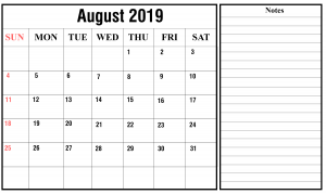 Free August 2019 Landscape Calendar