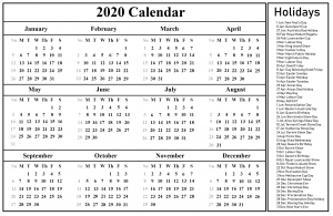 Free Australia 2020 Printable Calendar