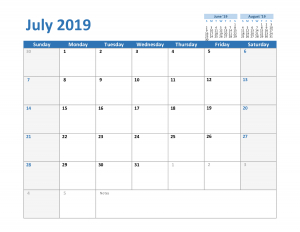 July 2019 Editable Calendar