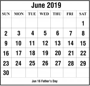 Free June Printable Calendar 2019