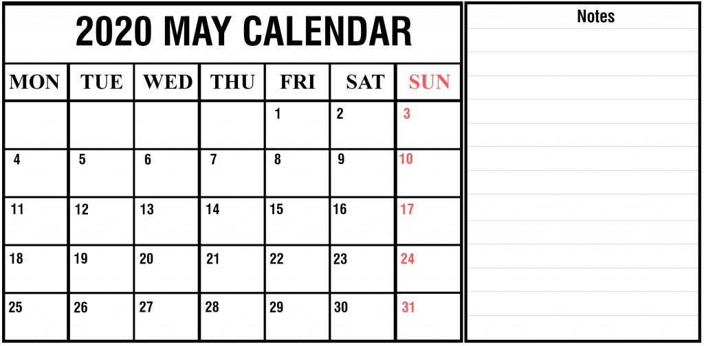 Free 2020 May Calendar PDF
