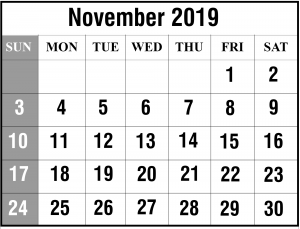 Free November 2019 Calendar Template