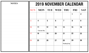 November 2019 Calendar PDF Free