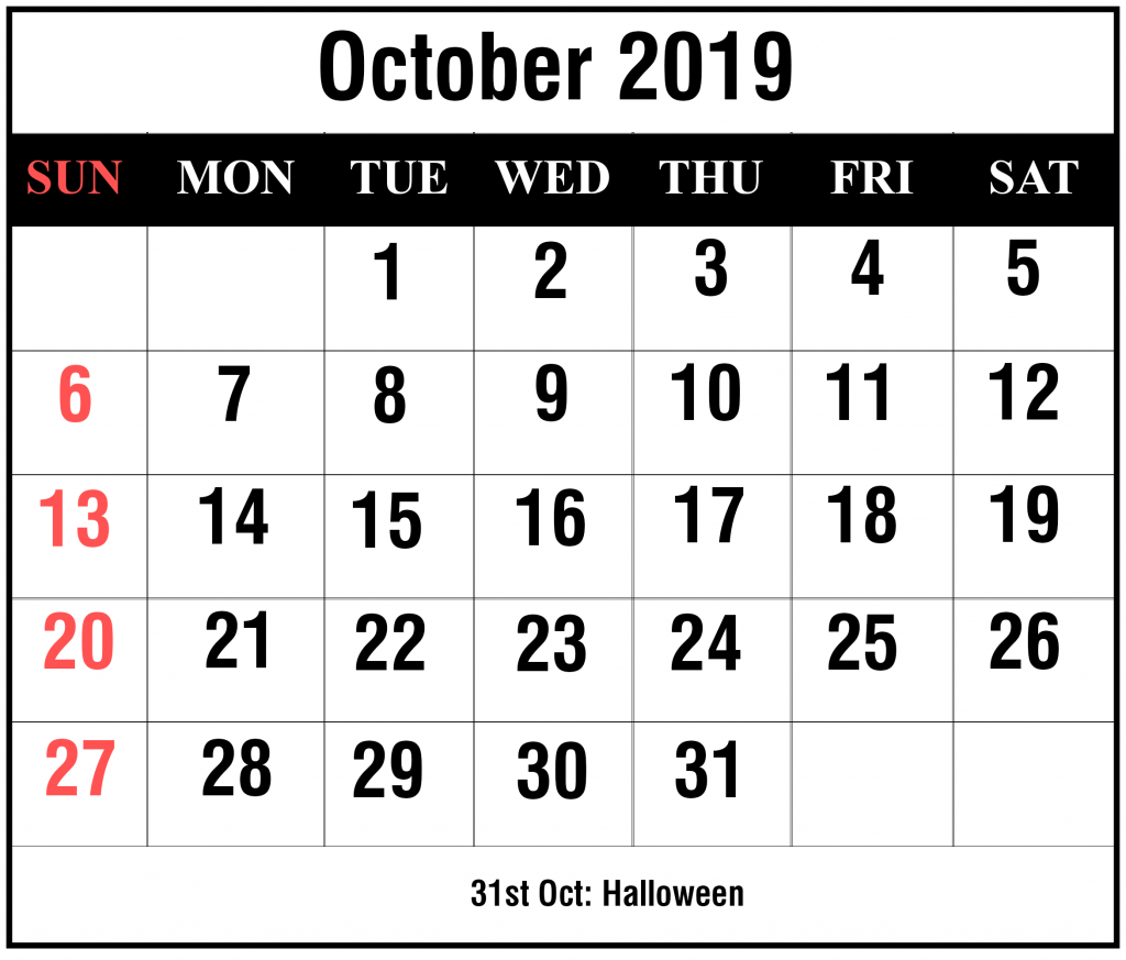 Free October 2019 Landscape Calendar
