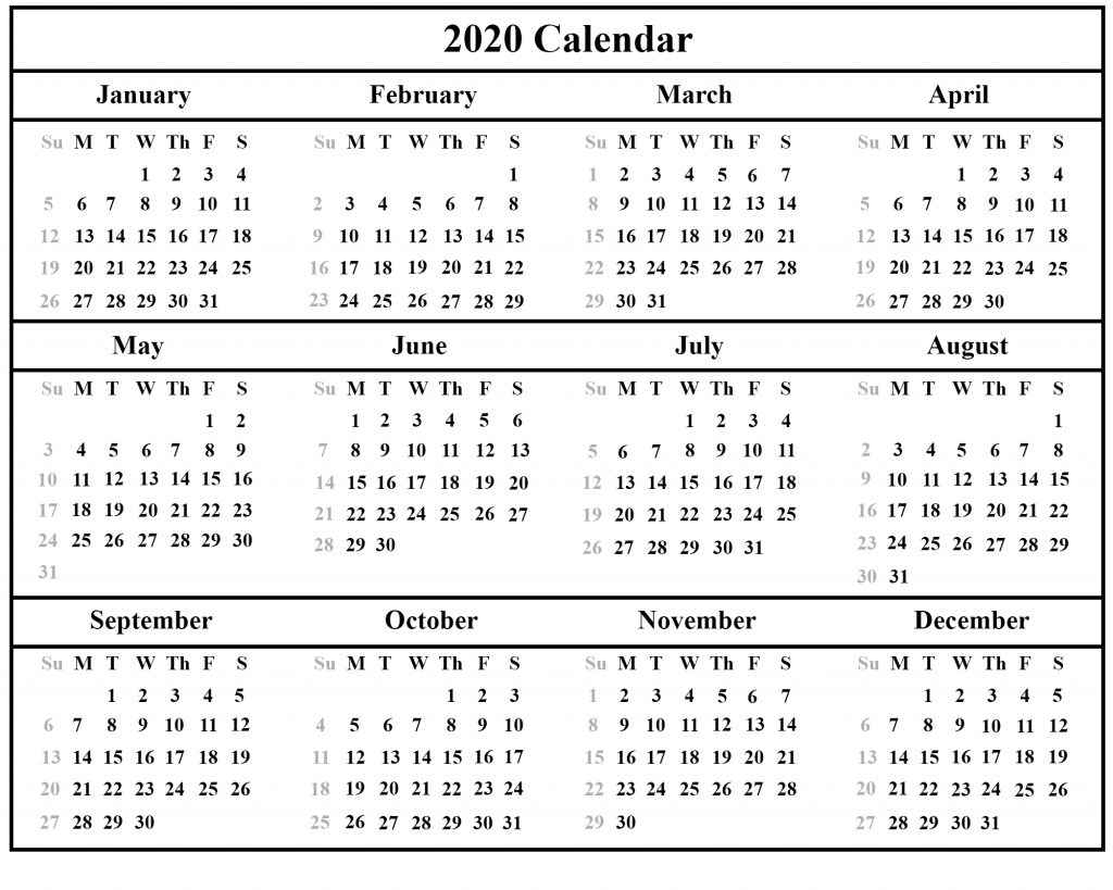 Free Blank Singapore Calendar 2020 [PDF, Excel & Word] | Best Printable Calendar