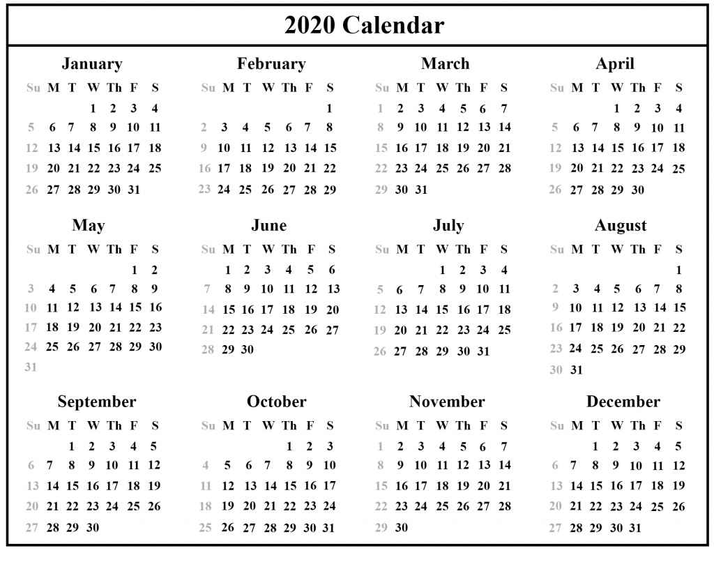Indian Calendar 2020 Printable