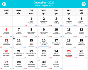 December 2020 Hindu Calendar