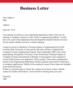 example business letter essay