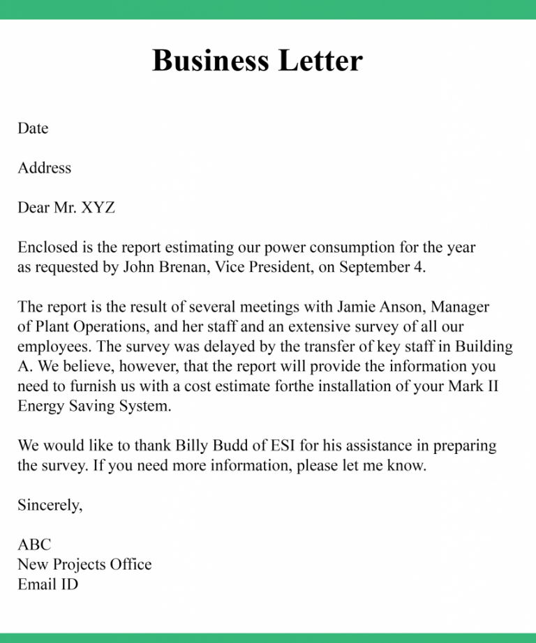 example business letter essay