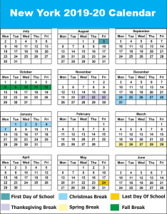 NYC (NEW YORK CITY) School Calendar 2019- 20 | Best Printable Calendar