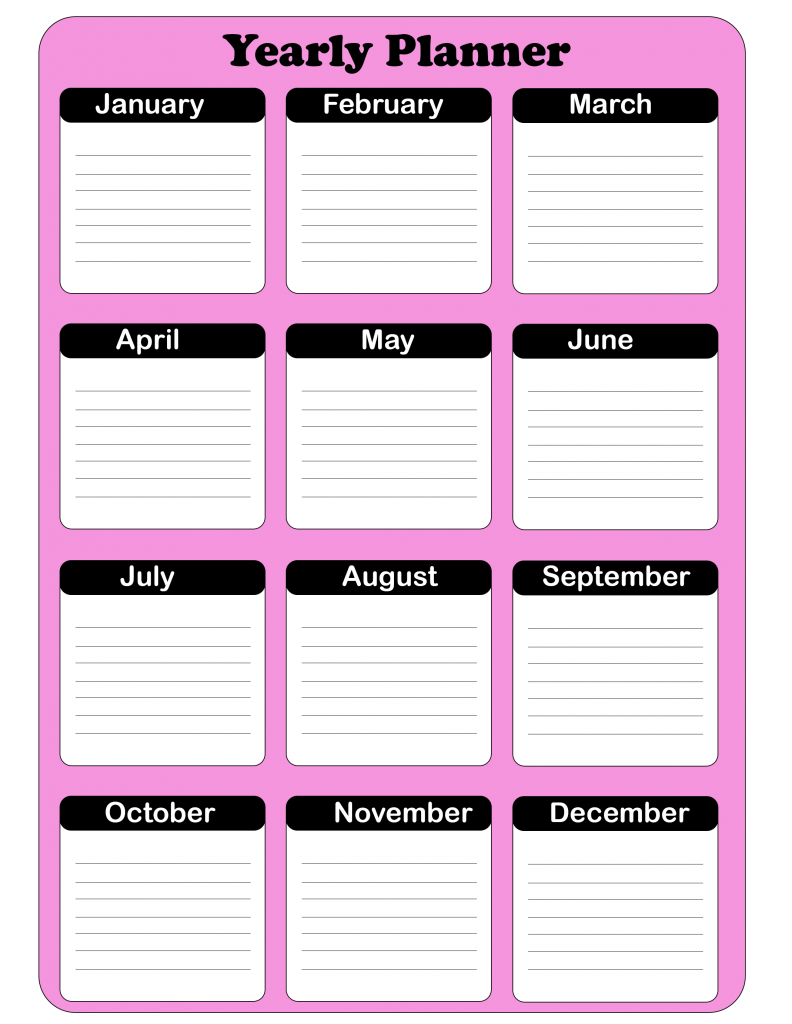Yearly Planner Template from calendarbest.com
