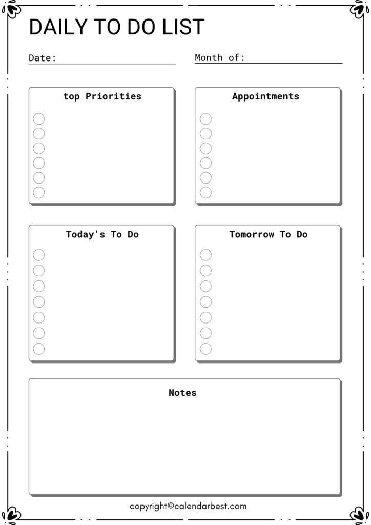 6+ Free Printable Daily To-Do List 2023 Templates