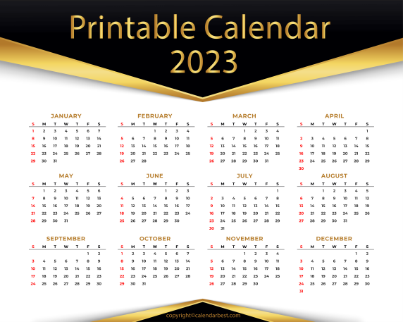 Yearly calendar 2023
