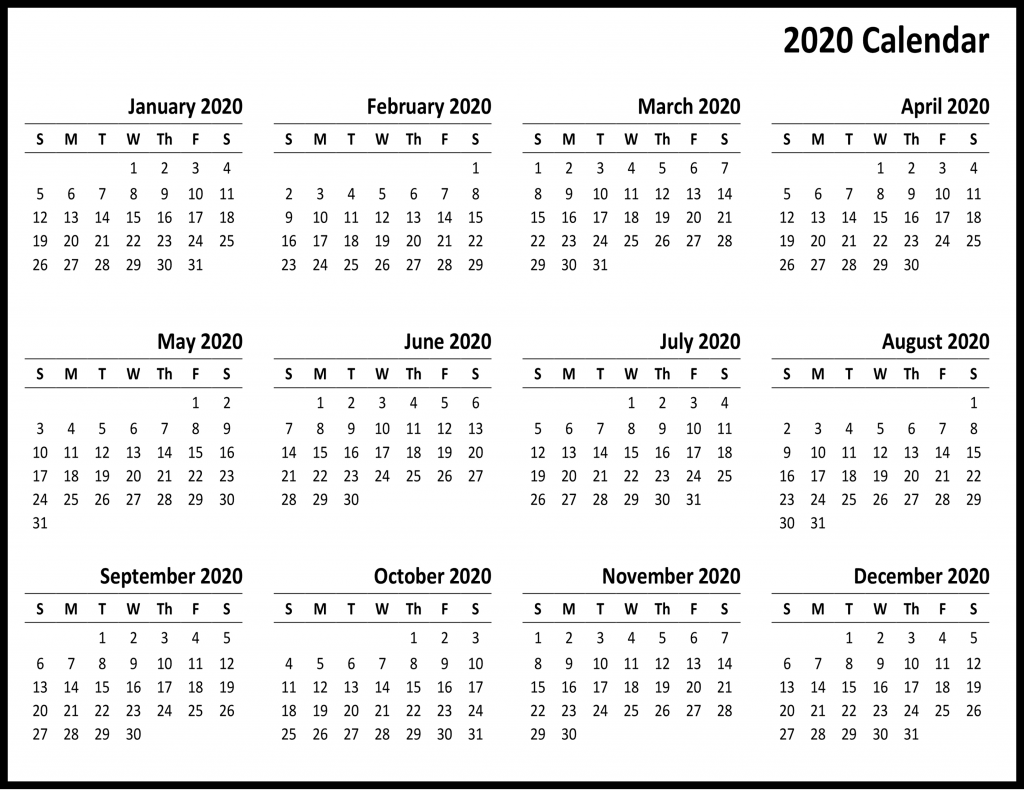 Download 2020 printable calendar