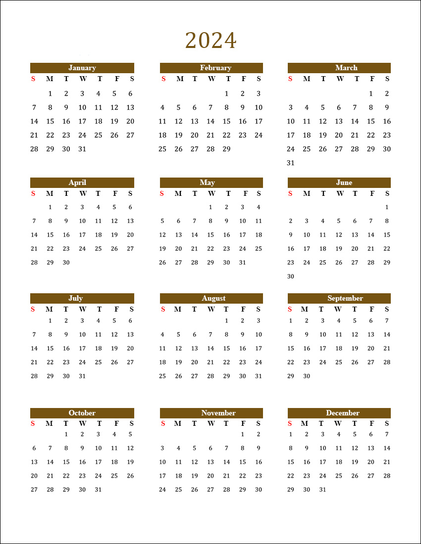 2024 Printable calendar template Best Printable Calendar