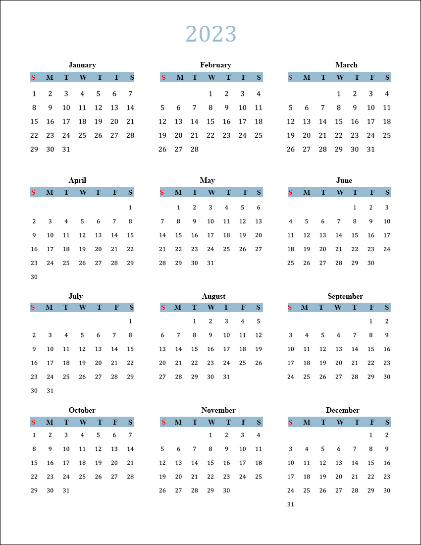 Blank Calendar Pages 2023 Printable