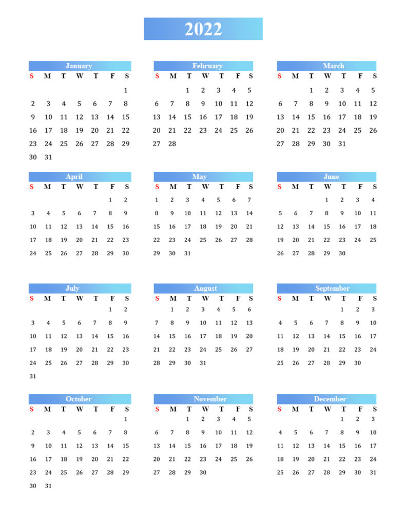 Blank Calendar 2022 PDF
