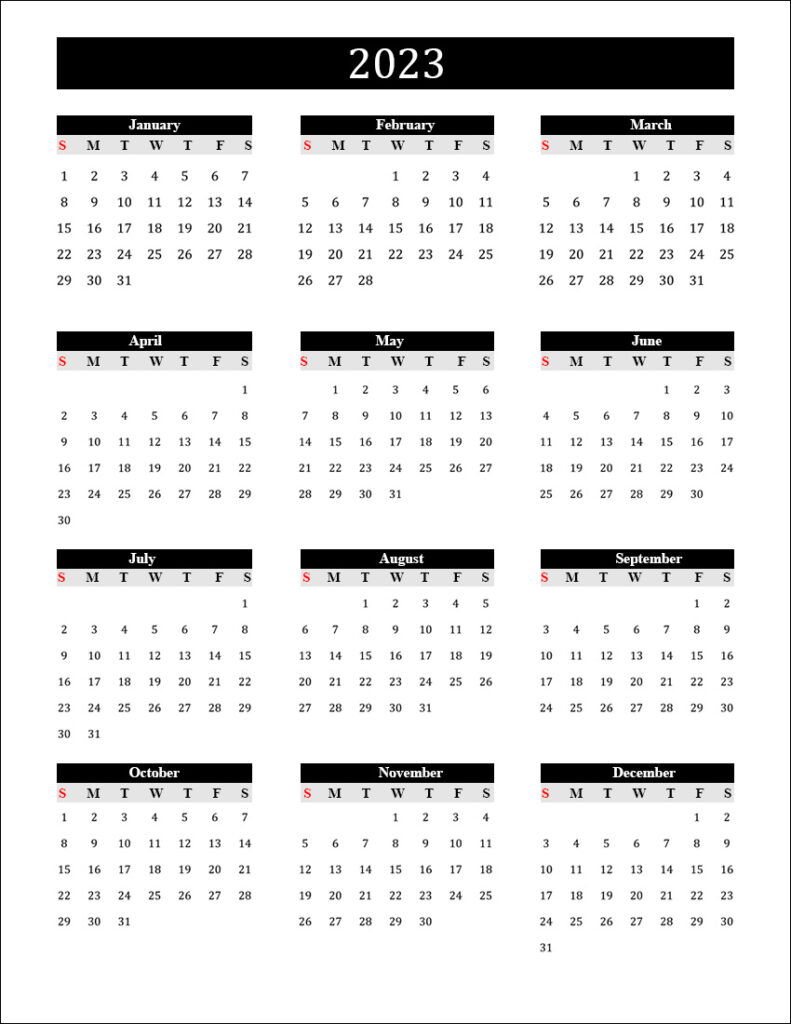 Free Blank Calendar 2023