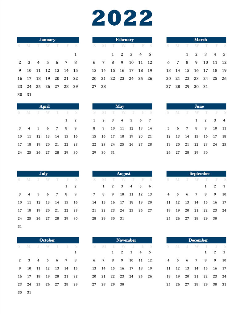 Printable 2022 Calendar Pdf Free Printable Calendar 2022 Template In Pdf