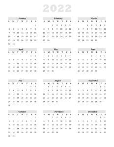free printable calendar 2022 template in pdf