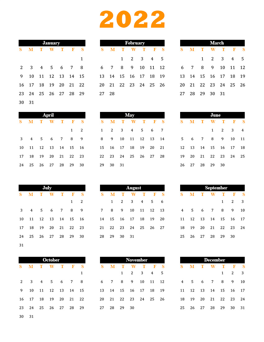free fillable calendar 2022
