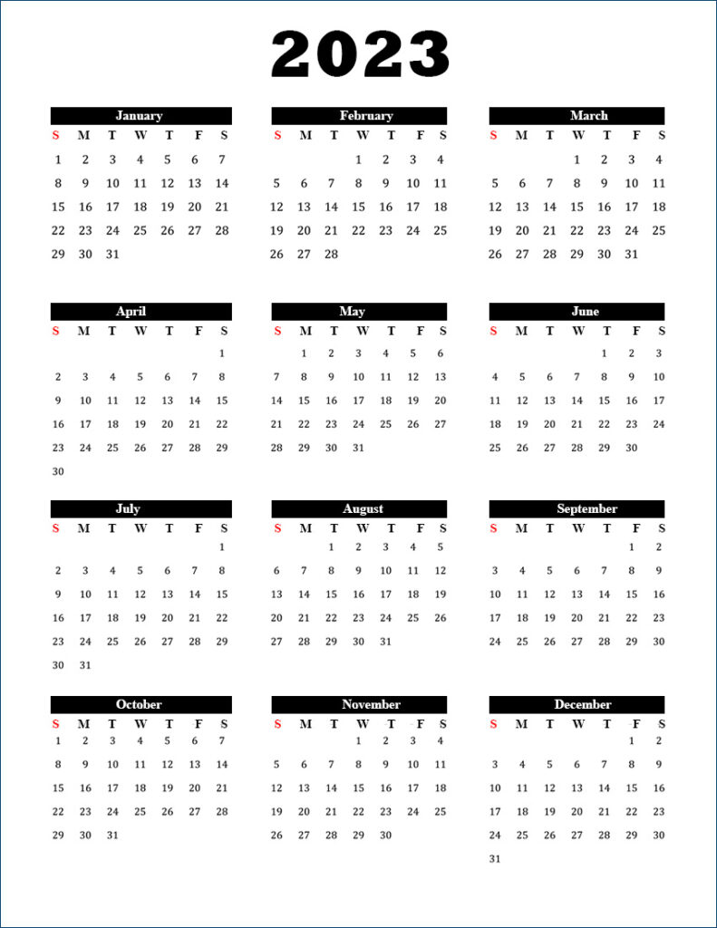 Free Printable Calendar 2023 Template in PDF