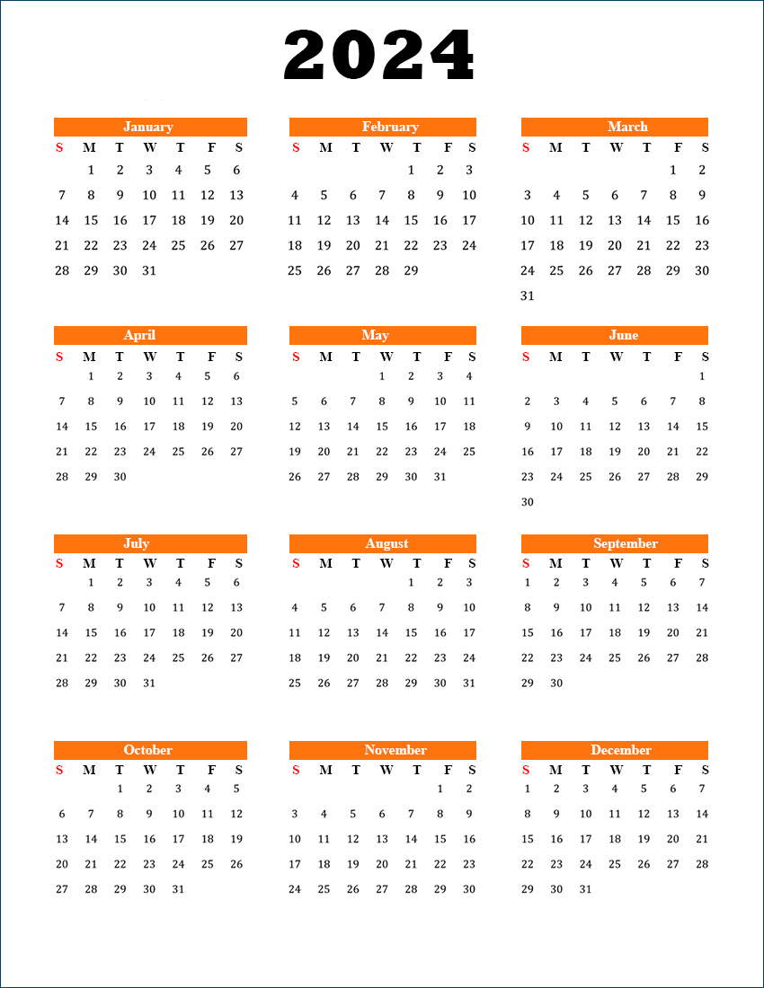 2024 Calendar Template Printable Calendar 2023
