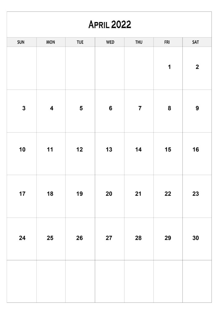 Free April Calendar 2022 A4 Size