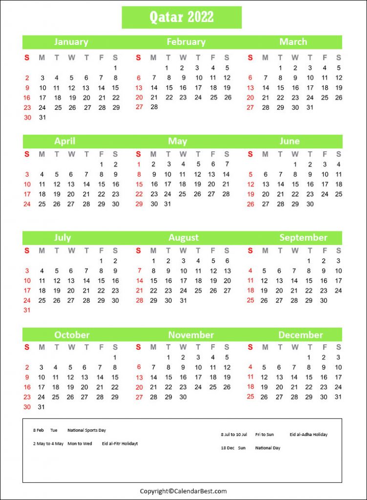 Qatar Calendar 2022
